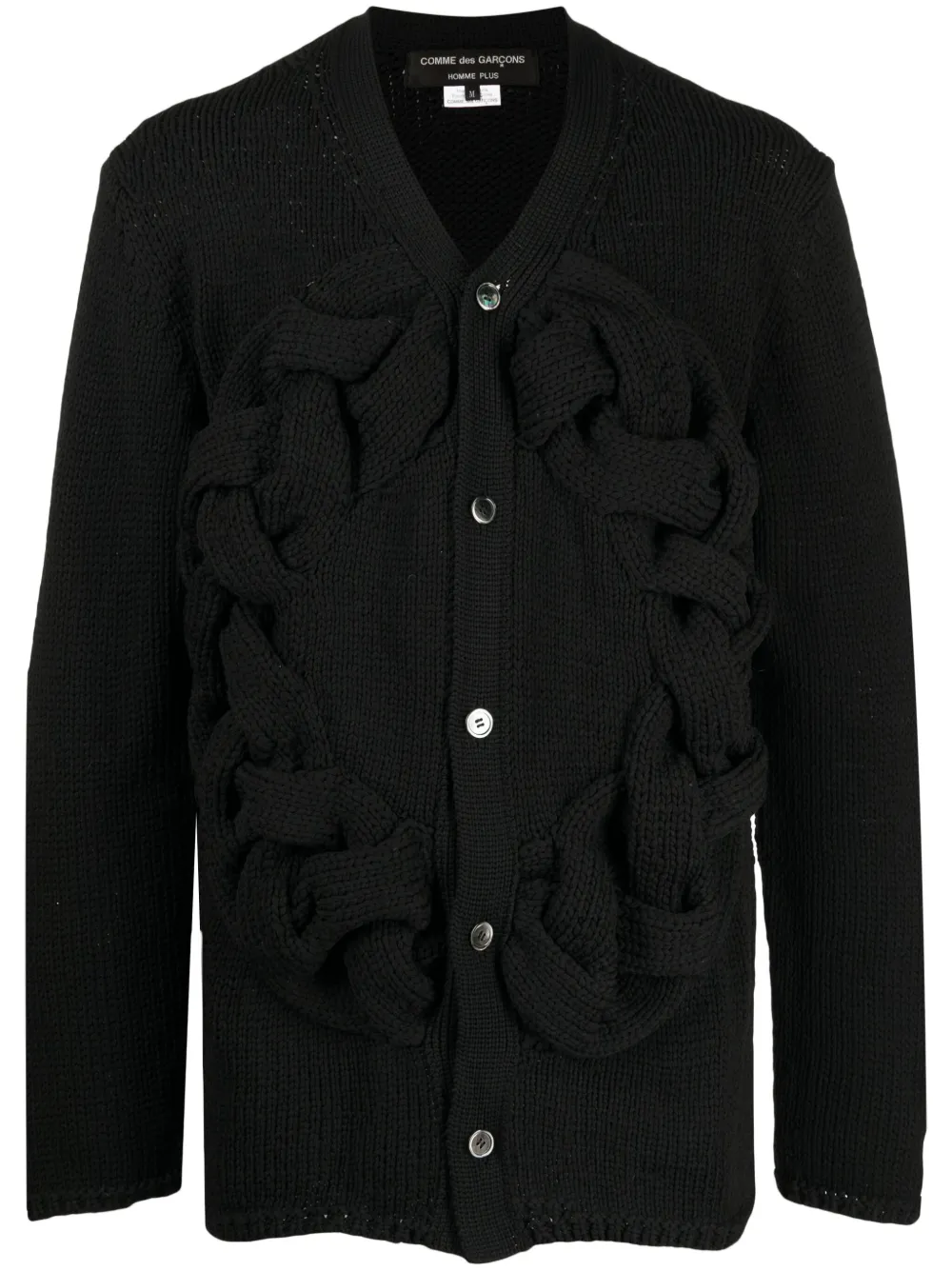 

Кардиган с плетеной резинкой и V-образным вырезом Comme des Garçons Homme Plus, черный