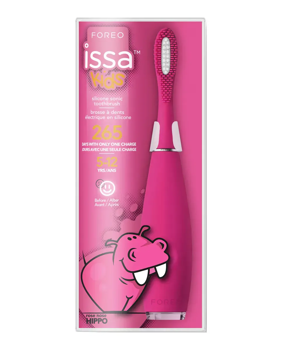 ISSA kids Звуковая зубная щетка для детей от 5 до 12 лет Rose Nose Hippo Foreo — фото 4