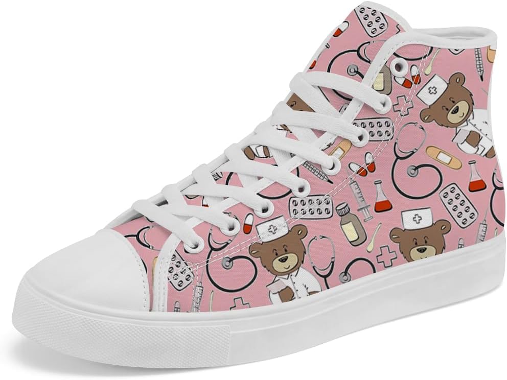 

Кеды Chebing Bear высокие на шнуровке из холщовой ткани, повседневная обувь для мужчин и женщин, розовый