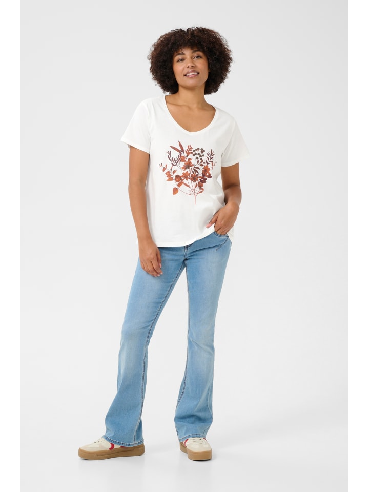 

Футболка CRElvire, стандартный крой, цвет: белый, оранжевый, цветы Cream