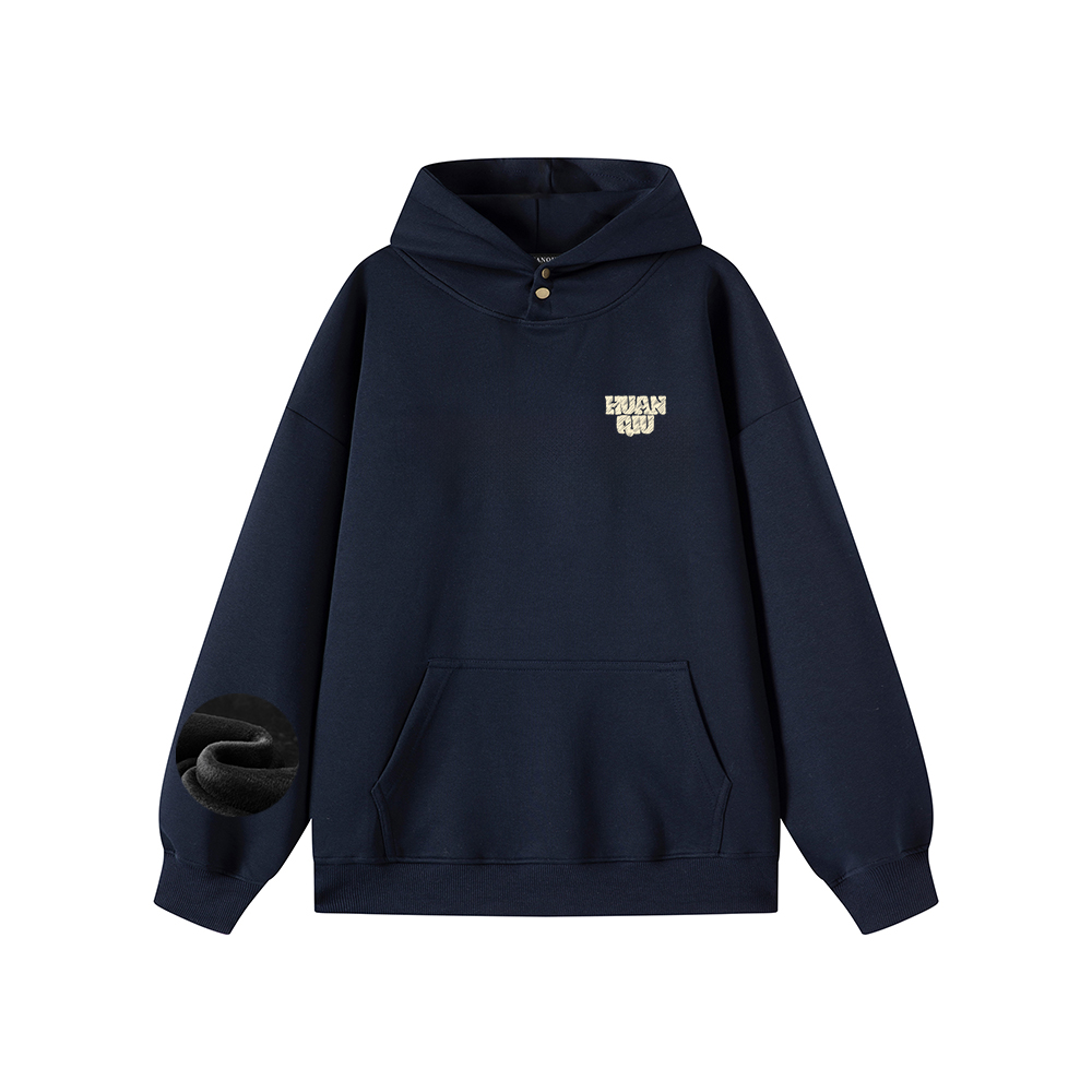 

Толстовка Unisex Hooded Thickened HUANQIU, темно-синий fleece-lined