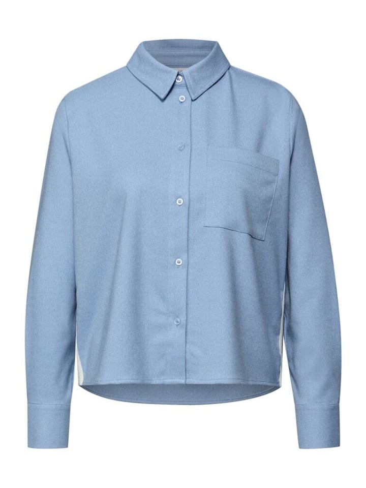 

Блузка с длинными рукавами из матового синего меланжа. Street One