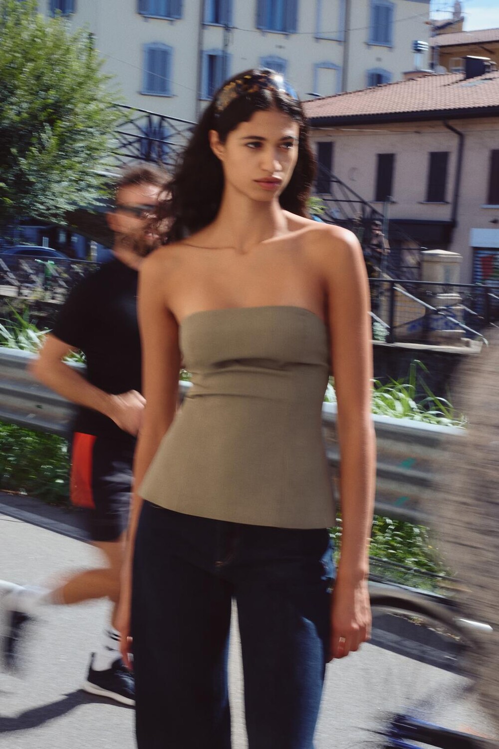 

Топ без бретелек ZARA, зеленый