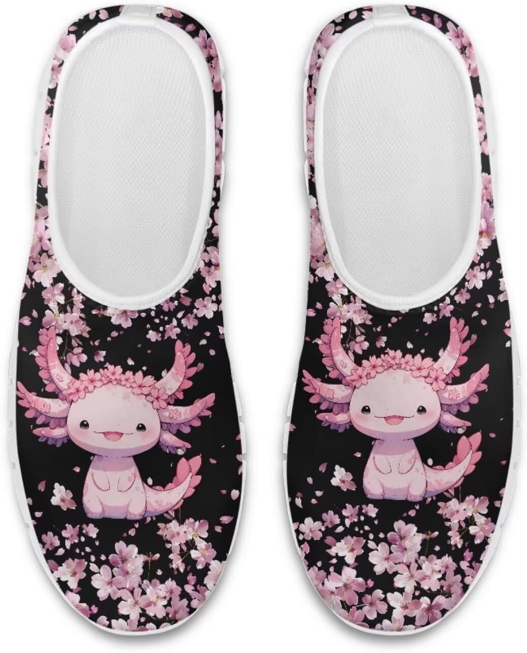 

Кроссовки-челси Chaqlin Slip-On для женщин и мужчин, дорожно-беговые теннисные туфли с животным принтом, низкие дышащие сетчатые теннисные туфли Clipper, Cherry Blossom Axolotl