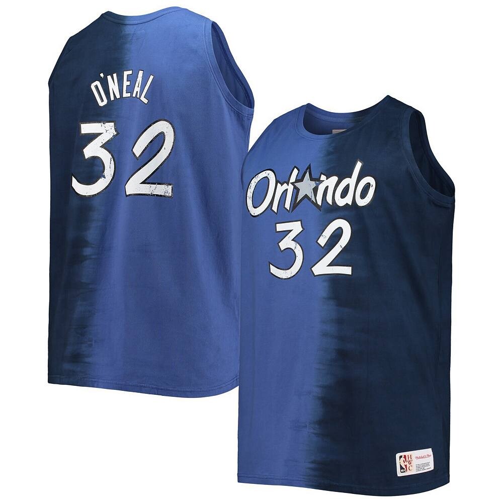 

Мужская майка Mitchell & Ness Shaquille O'Neal синего/темно-синего цвета Orlando Magic Big & Tall Profile Tie-Dye Player, цвет Mag Blue