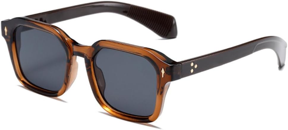 

Винтажные квадратные солнцезащитные очки с заклепками для женщин, градиентные линзы, защита от УФ-излучения UV400, мужские панк-очки коричневого цвета MTZJH, Brown Gray