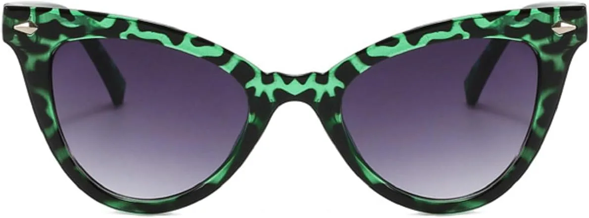 

Женские солнцезащитные очки Melrose Sexy Cat Eye Punk 2024, роскошные винтажные солнцезащитные очки с леопардовым принтом, защита от УФ-излучения UV400, Green Floral