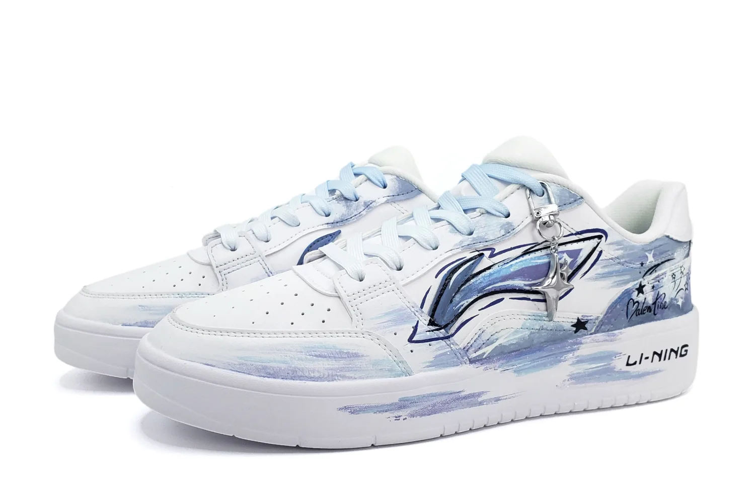 Li-Ning Sycee Star Mist, ручная роспись, градиент, звездчатый шарм, парные, мужские, повседневные, зимние, на флисе, белый синий — фото 4