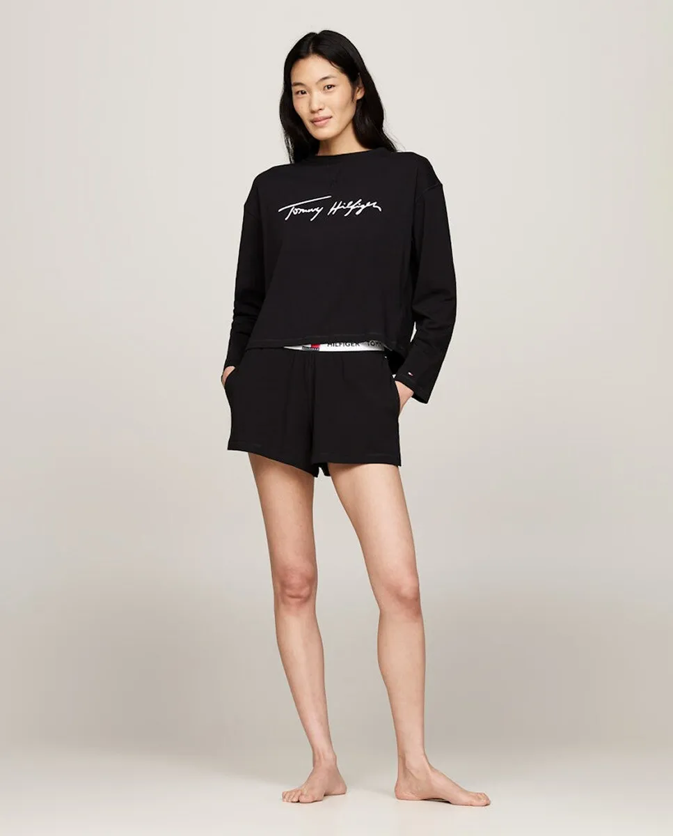 

Короткая пижама и футболка с логотипом Heritage Tommy Hilfiger, черный