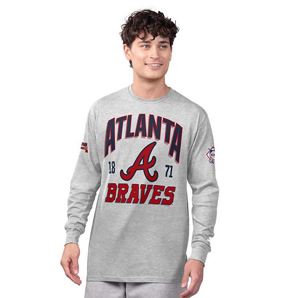 

Мужской набор из двух футболок Atlanta Braves с длинным и коротким рукавом в цвете heather gray/navy Starter