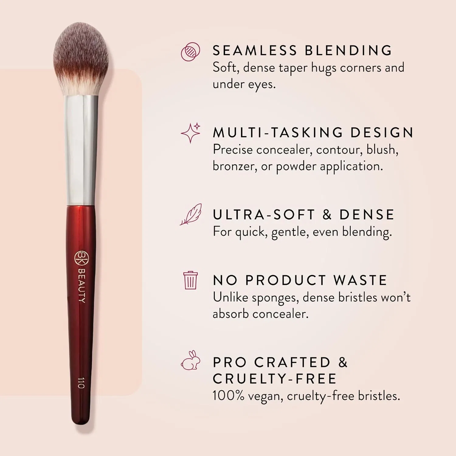 Кисть для консилера BK Beauty 110 Large Concealer Brush, 1 шт, красный — фото 2