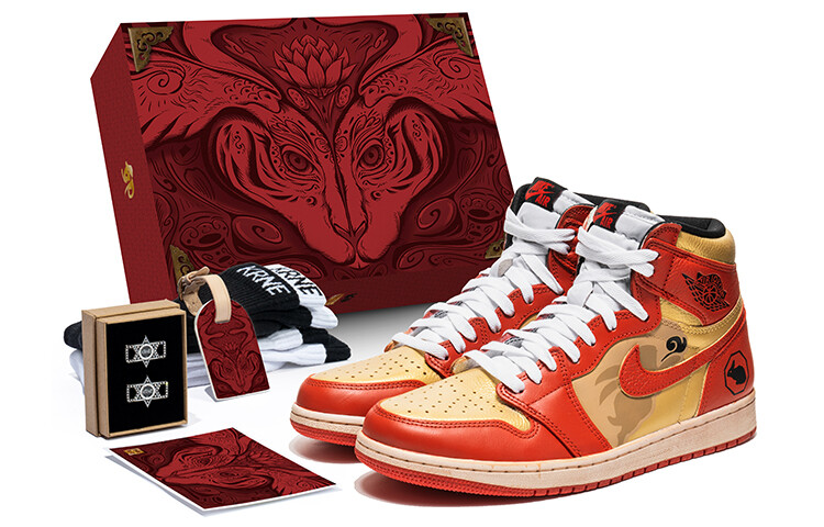 

Кроссовки Air Jordan 1 Vintage Basketball Shoes Unisex High-Top Red Gold