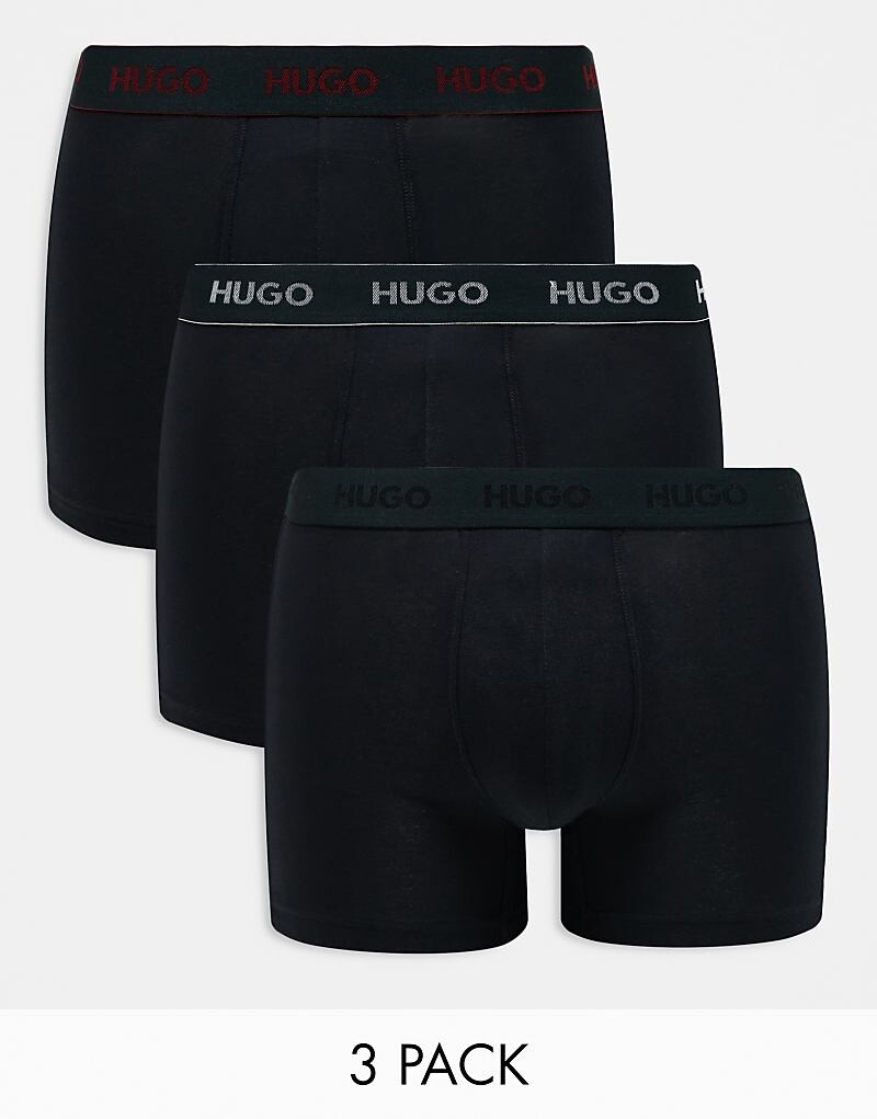 

Комплект черных боксеров из трех трусов HUGO Bodywear