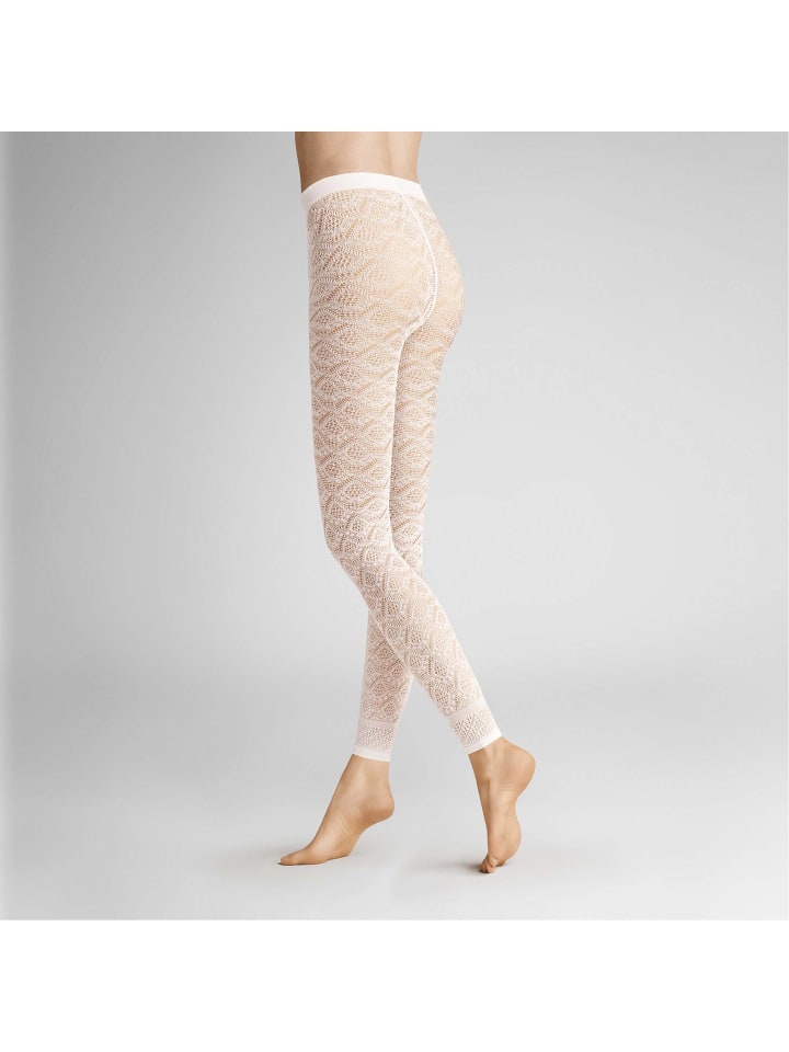 

Hudson Изящные леггинсы-колготки с графическим вязаным узором белого цвета