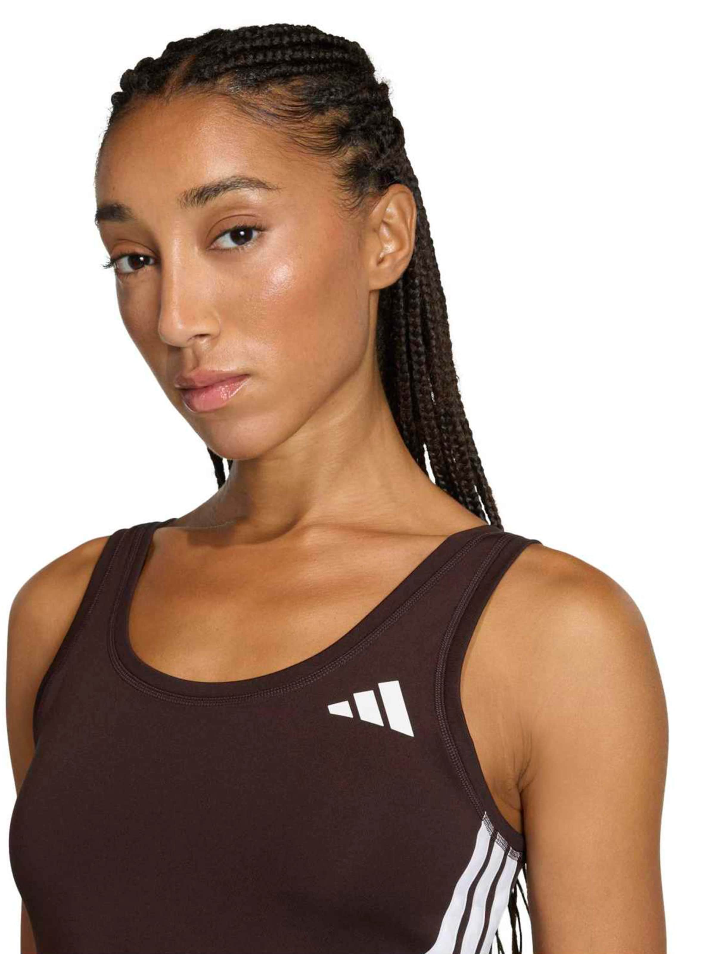 Adidas Performance Спортивный топ в темно-коричневом цвете — фото 3