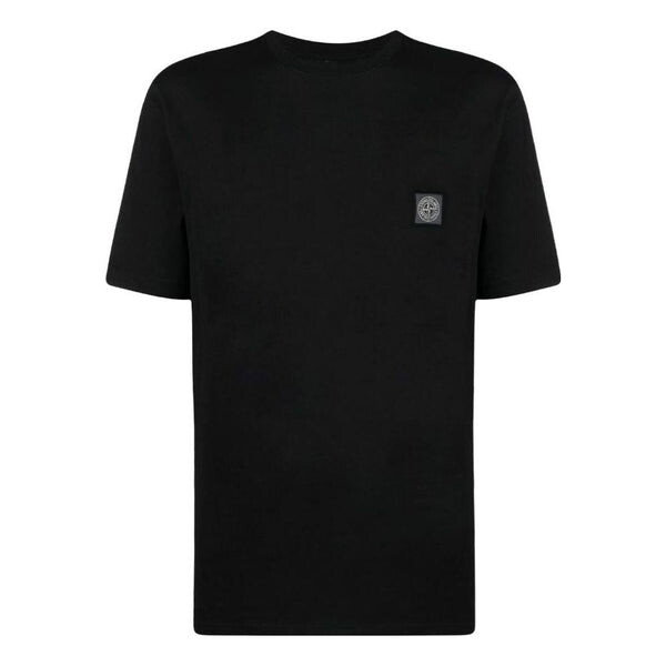 

Футболка pisato effect logo patch t-shirt 'black' Stone Island, черный