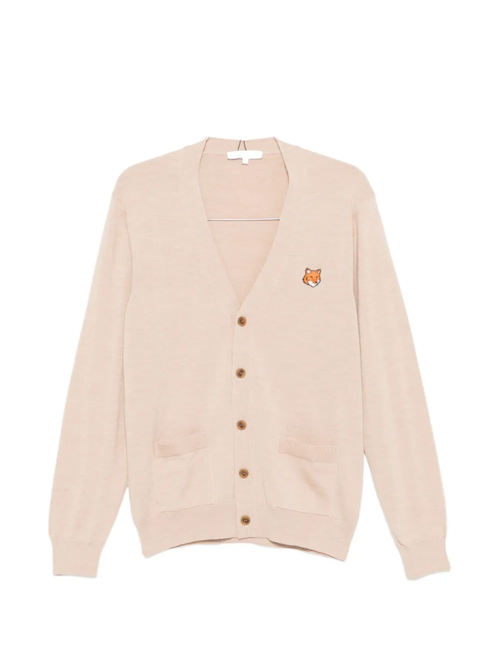 

Кардиган с карманом и мотивом лисы Maison Kitsune, бежевый