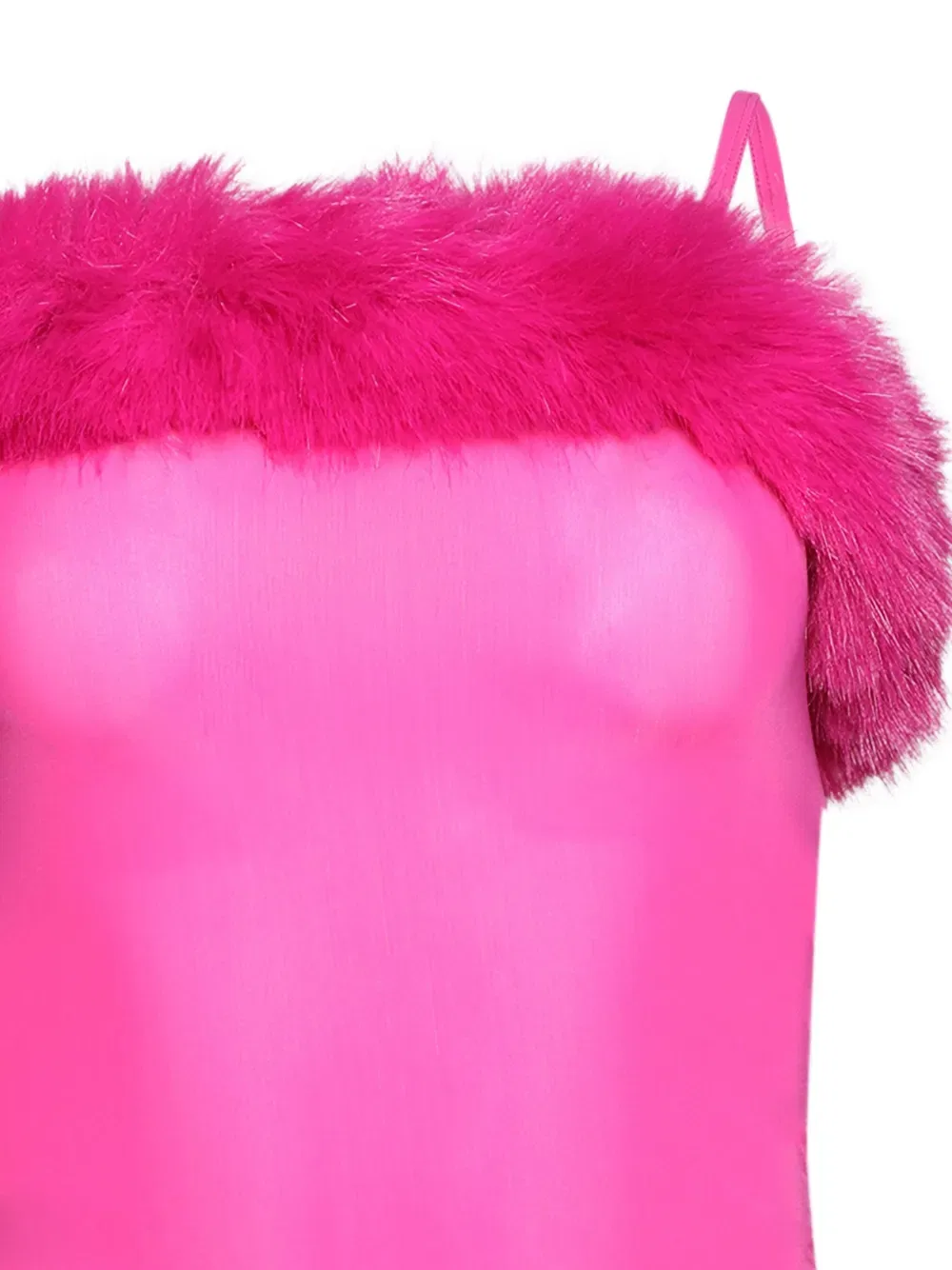 Топ на тонких бретелях с отделкой из искусственного меха Balenciaga, розовый — фото 2