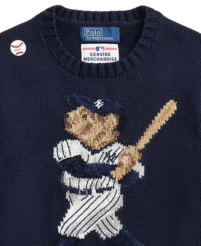 Мальчики и девочки 2T-7 Yankees Bear свитер с длинными рукавами Polo Ralph Lauren, синий — фото 3