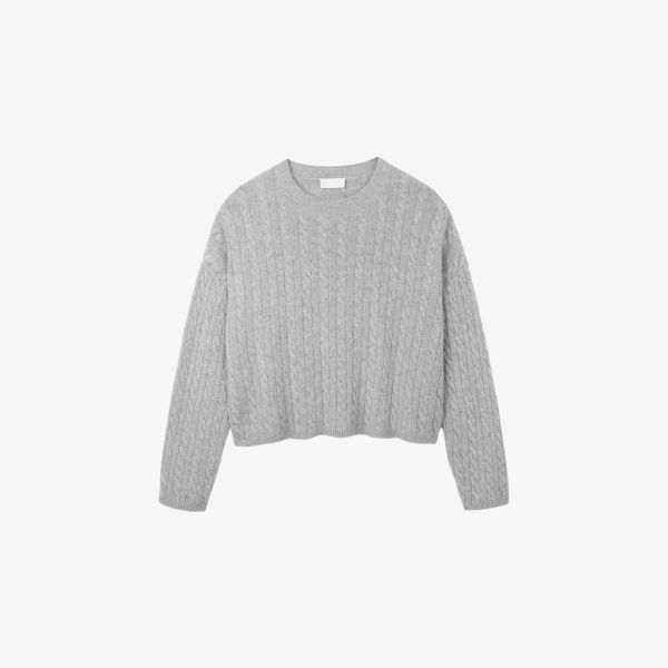 

Свободный джемпер из шерстяной смеси с узором «косичка» The White Company, цвет midgrymrl