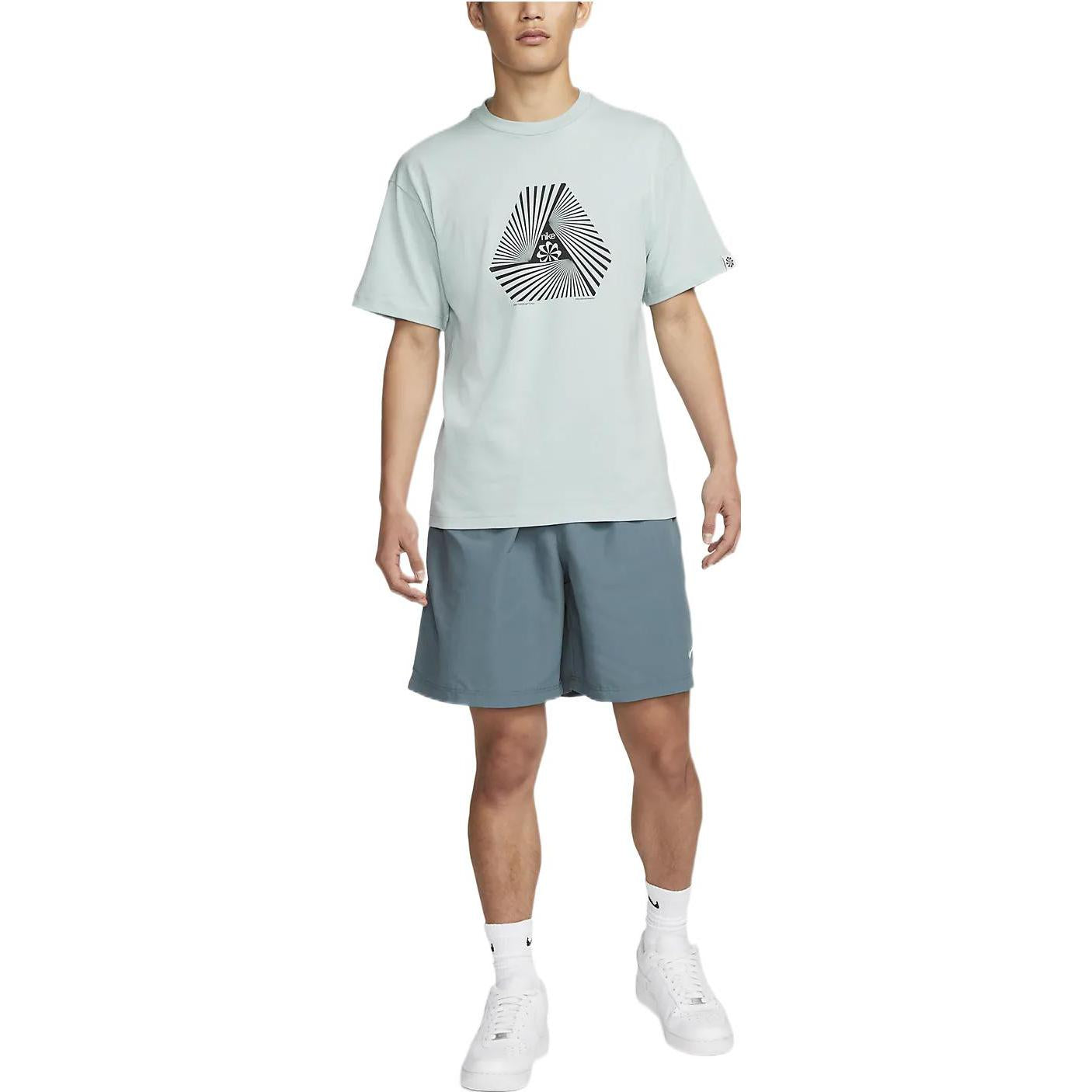 Футболка Men's Nike Geometry Pattern Printing Round Neck Pullover Short Sleeve Green T-Shirt DV0679-366 — фото 3