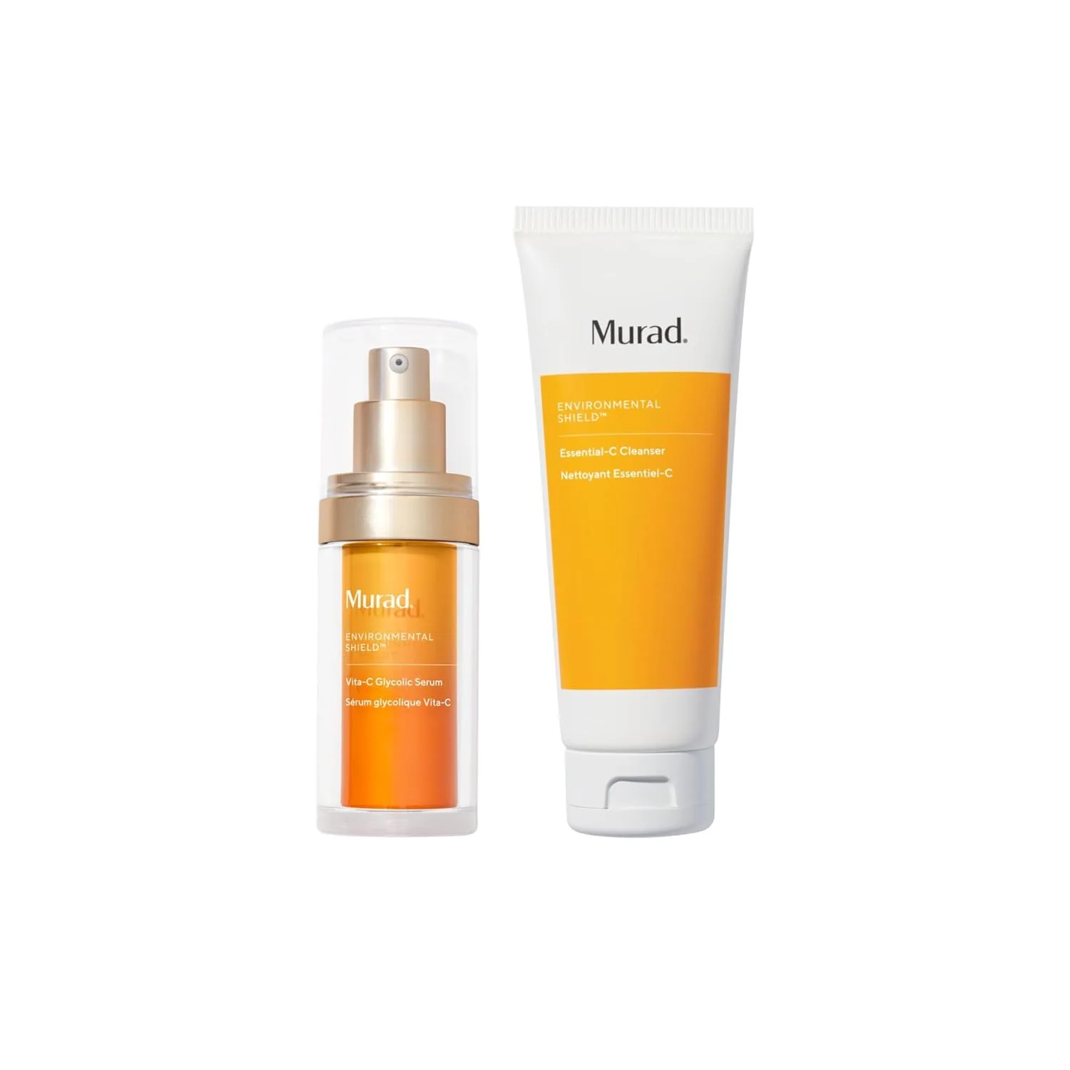 Набор Murad Bright & Fresh Combo: сыворотка Vita-C с гликолевой кислотой и очищающее средство Essential-C для более сияющего цвета лица, гладкой текстуры и более чистой, здоровой кожи.