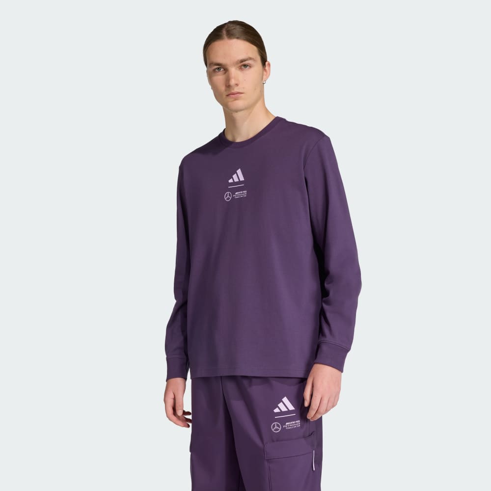 

Футболка Adidas Mercedes - AMG Petronas Formula One Team Premium Woven Tee Long Sleeve, цвет Aurora Plum