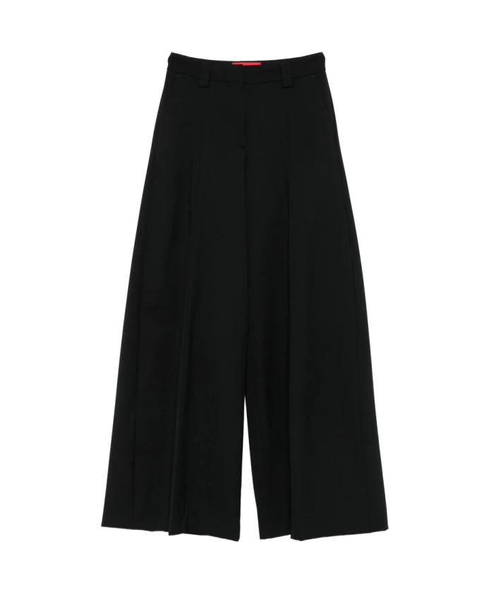 

Черные плиссированные широкие шерстяные брюки Thelatest, черный