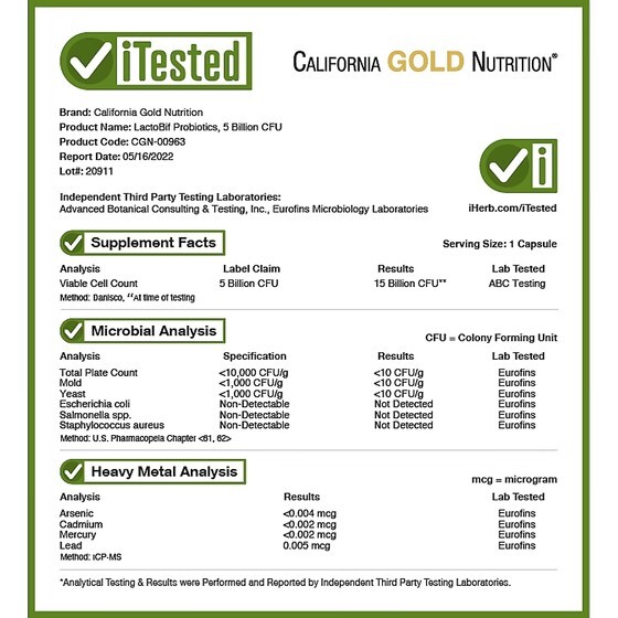 Пробиотики California Gold Nutrition LactoBif 5 — фото 4