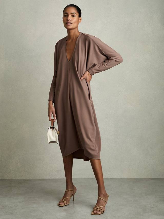 

Платье из джерси с драпировкой от грейси Reiss, цвет Mink