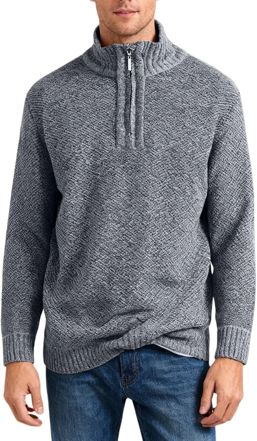 

Мужской свитер Quarter Zip Pullover с длинными рукавами для повседневной носки