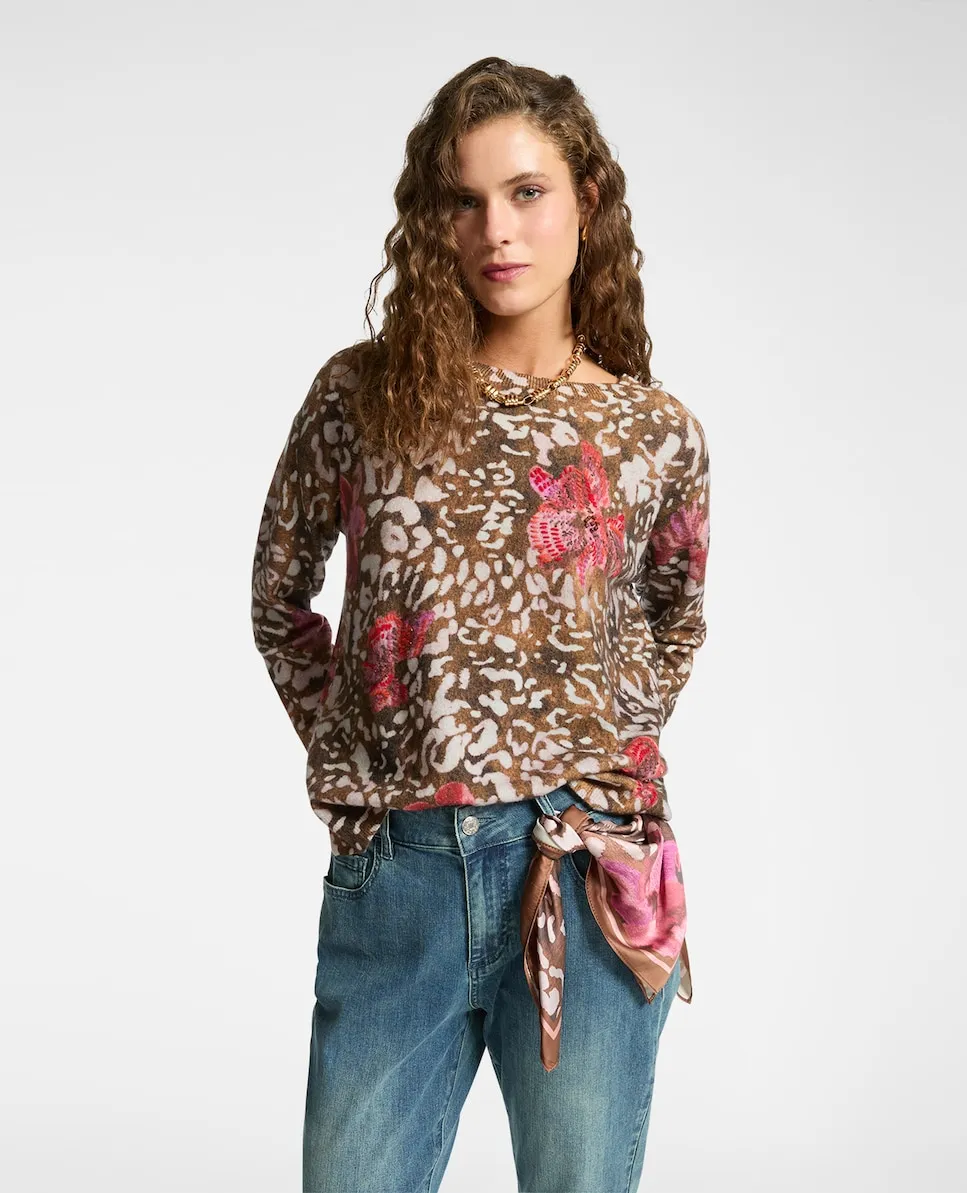 

Женский свитер свободного кроя с принтом Elena Miró, коричневый