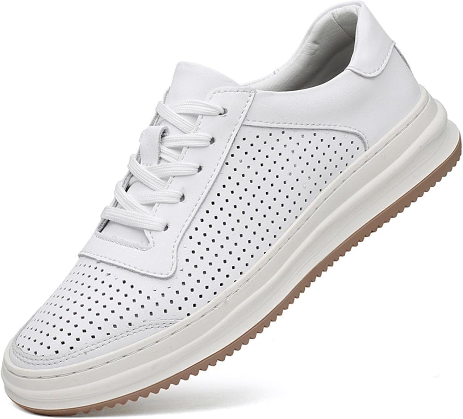 

Мужские модные кожаные повседневные кроссовки Oxford с классическим дизайном, мягкие, на шнуровке, противоскользящие, удобные для ходьбы, кожаные кроссовки с поддержкой свода стопы Vannida, белый