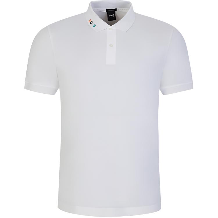 

HUGO BOSS Белая мужская поло с коротким рукавом, Белый, HUGO BOSS Белая мужская поло с коротким рукавом