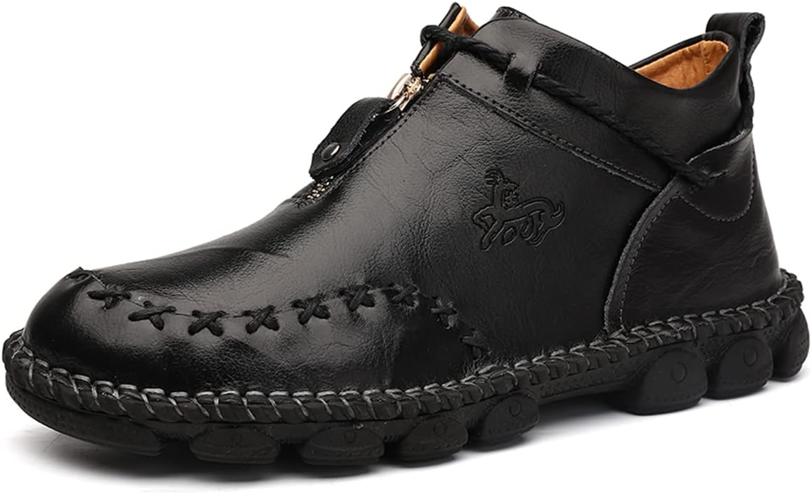 

Мужские кожаные мокасины Asifn с молнией для вождения, деловые, броги, дышащие, удобные, для повседневной ходьбы, черный