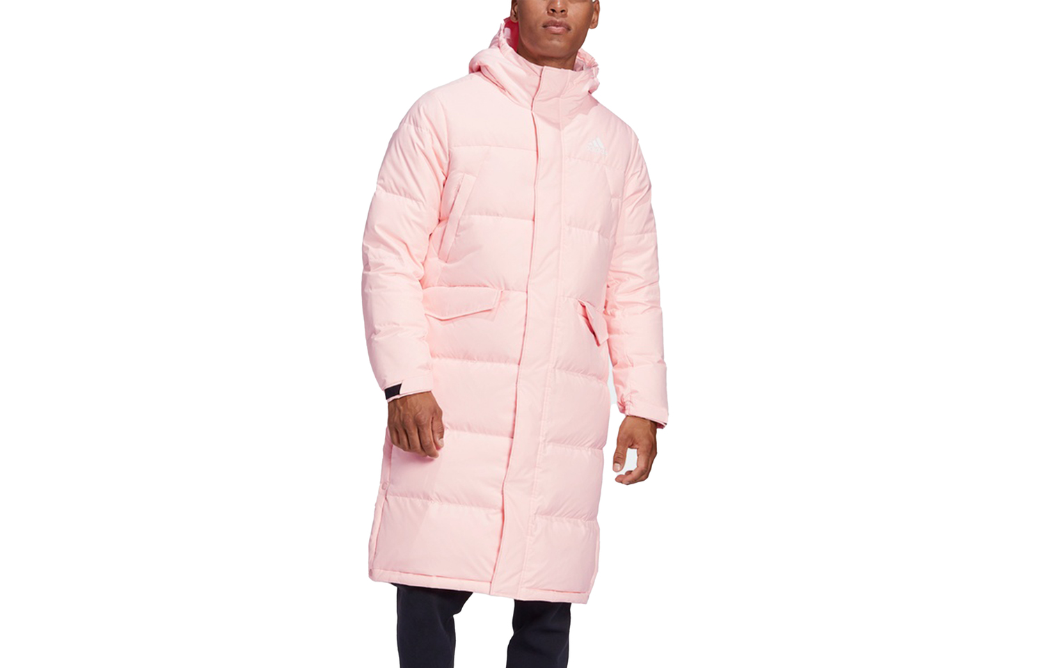 Пуховик зимний мужской тускло-кораллово-розовый Adidas — фото 4