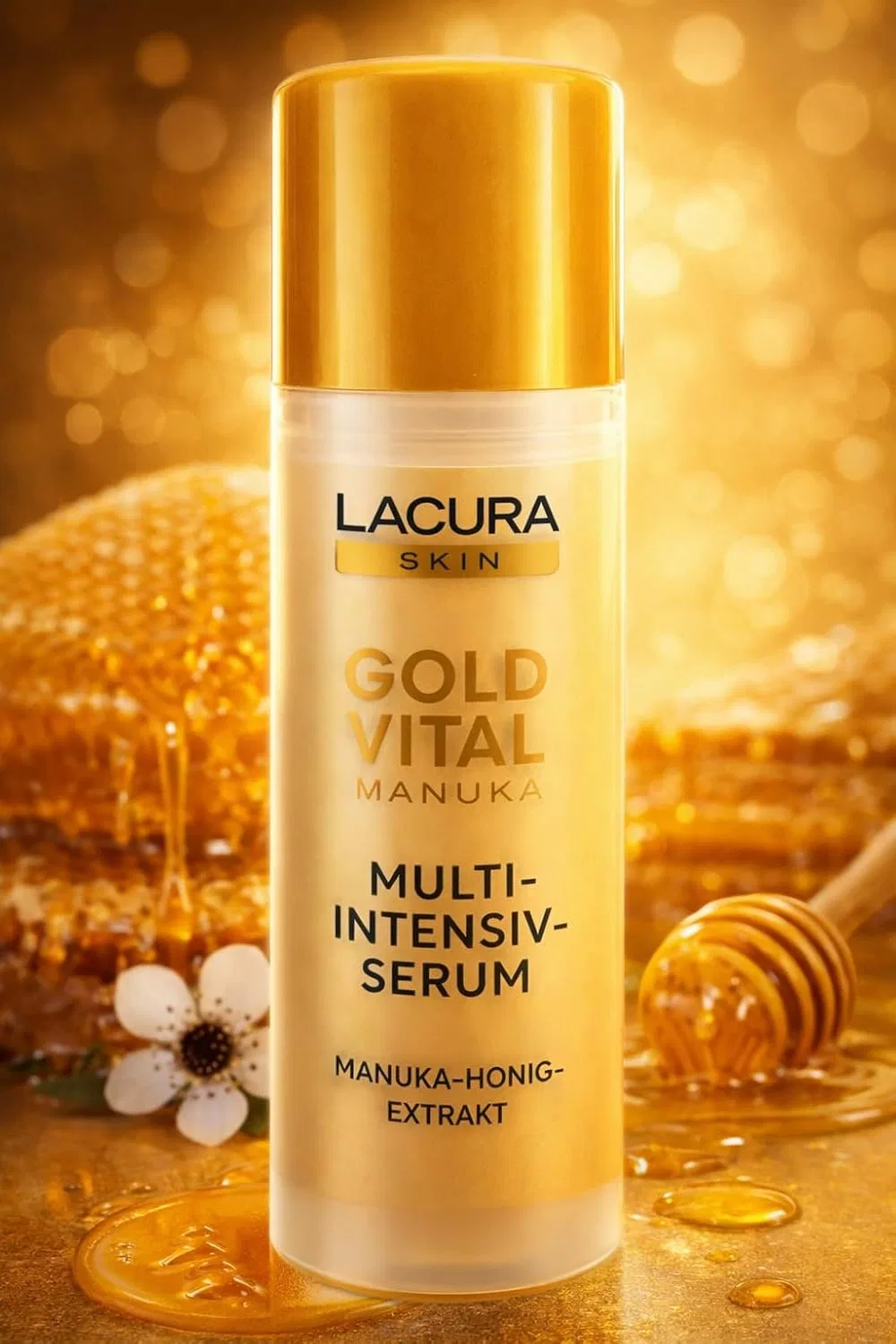 Сыворотка RB&G — Женская антивозрастная «Gold Vital Manuka Multi-Intensive Serum» от Lacura — фото 2