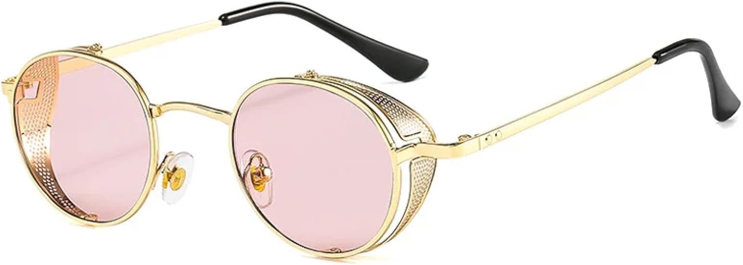 

Модные солнцезащитные очки в стиле стимпанк для мужчин, винтажные металлические круглые, для женщин, маленькие, с защитой от УФ-излучения UV400 VVTWSSW, C6 Gold-light Brown