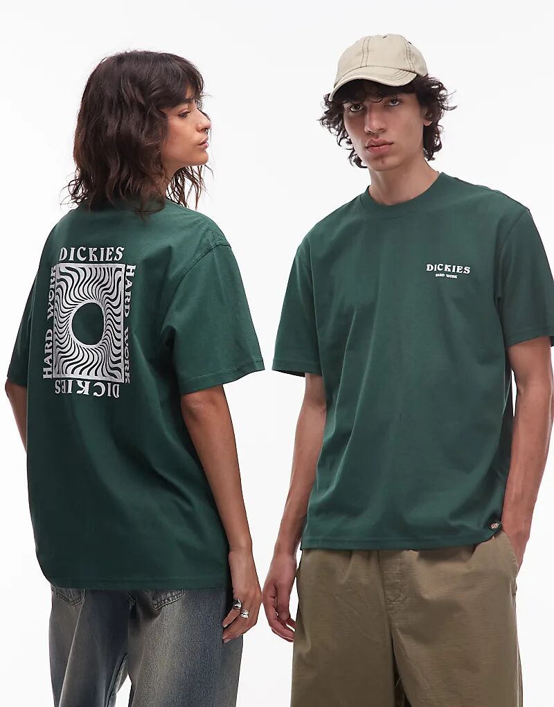 

Футболка с графическим принтом на спине Dickies Oatfield темно-зеленого цвета