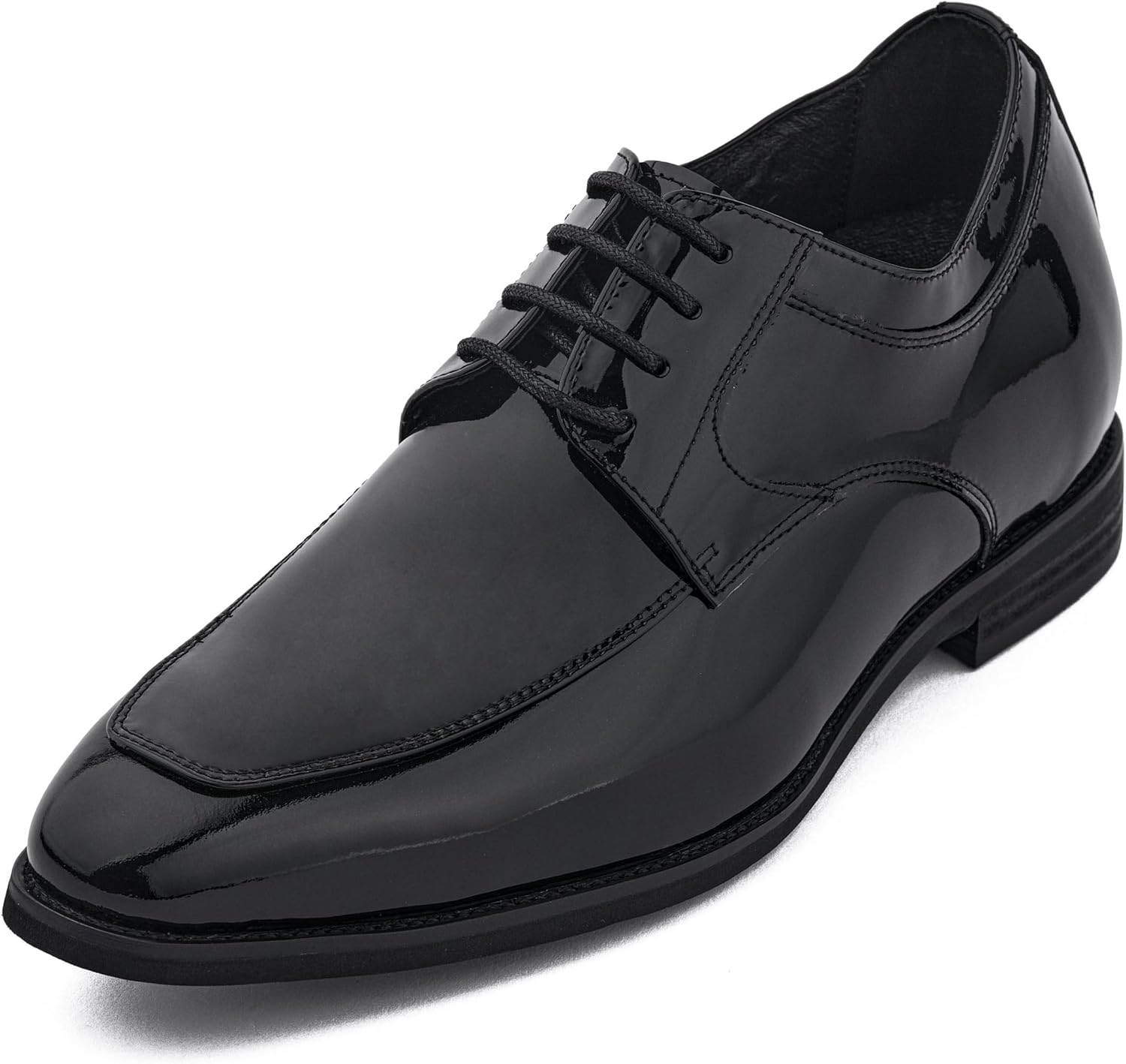 

Мужские невидимые туфли-лифтеры CALTO - лаковая кожа черного цвета, шнуровка, формальные оксфорды - увеличение роста на 7 см - K2710 - размер 11 D(M) US