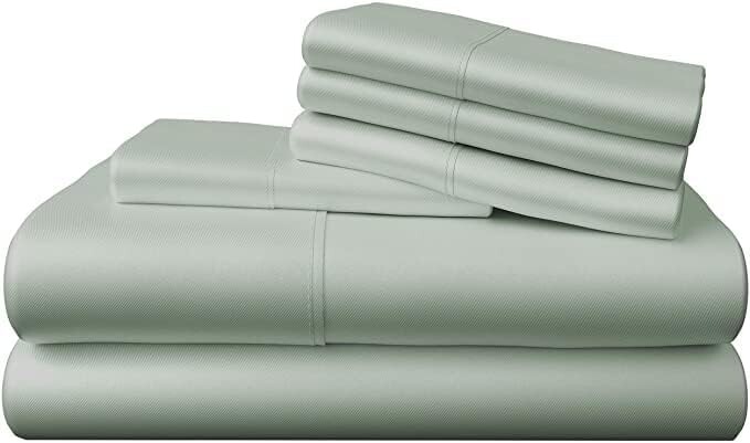

Комплект из 100% вискозы из бамбуковых охлаждающих простыней King Size и пододеяльников из 3 предметов | 2 наволочки на подушки с элегантной застежкой на пуговицы | 6 шт. простыней, наволочек и роскошного мягкого шалфея King Sage Bamboo Bay
