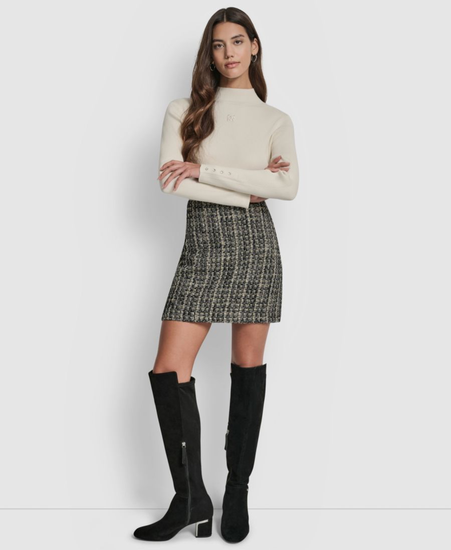 

Женская мини-юбка с вытачками на спине DKNY Jeans, Gold Crossstch Boucle