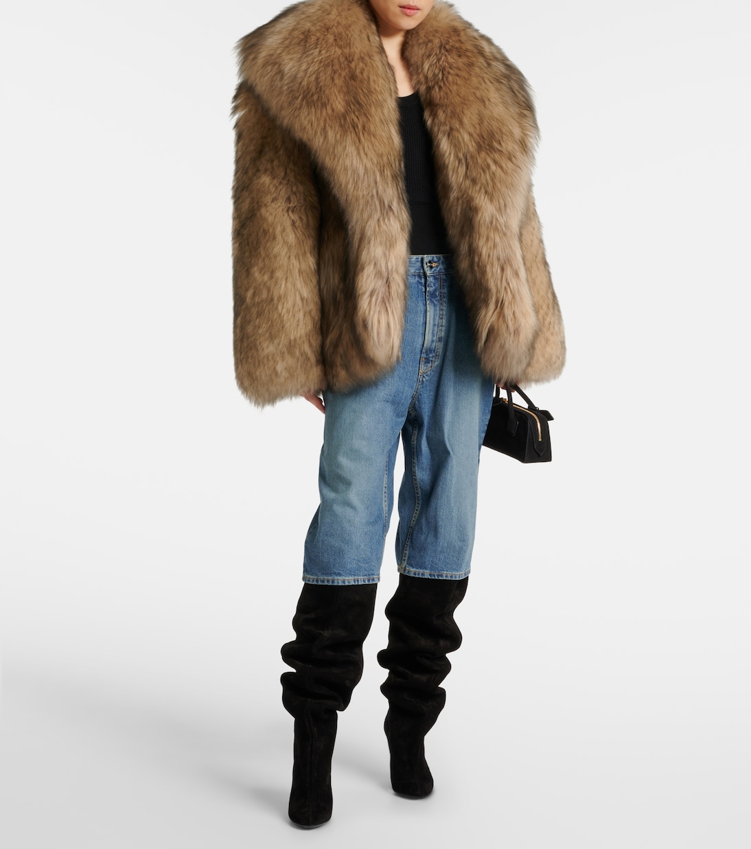 Укороченные джинсы с бочкообразными штанинами Alaïa, Bleu Vintage — фото 2