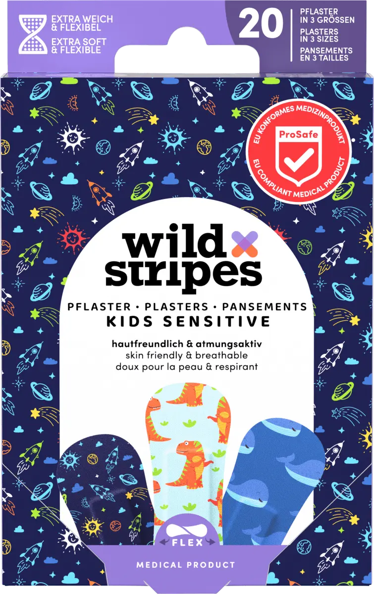 

Пластырь Kids Sensitive Space 20 штук Wild Stripes