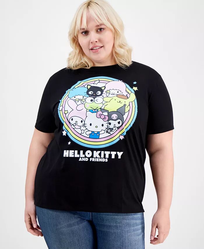 

Трендовая футболка больших размеров с принтом Hello Kitty Love Tribe, черный