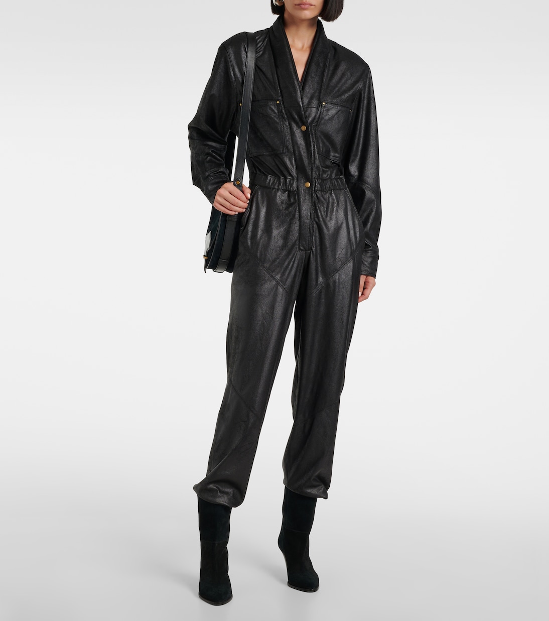 Комбинезон из искусственной кожи Isabel Marant, черный — фото 2