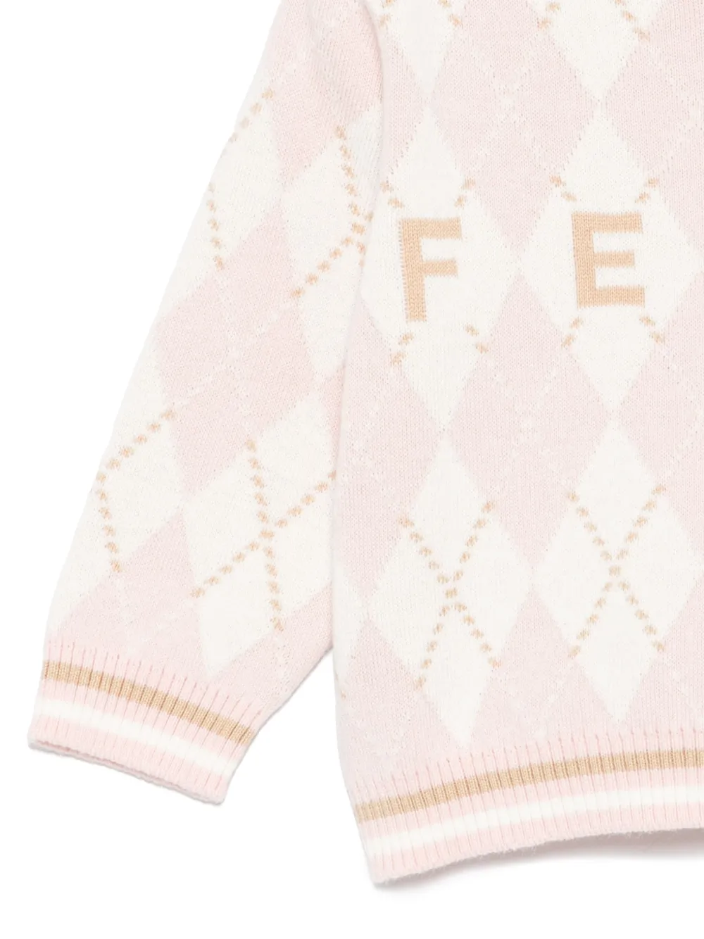 Свитер с вышитым логотипом FENDI KIDS, розовый — фото 3