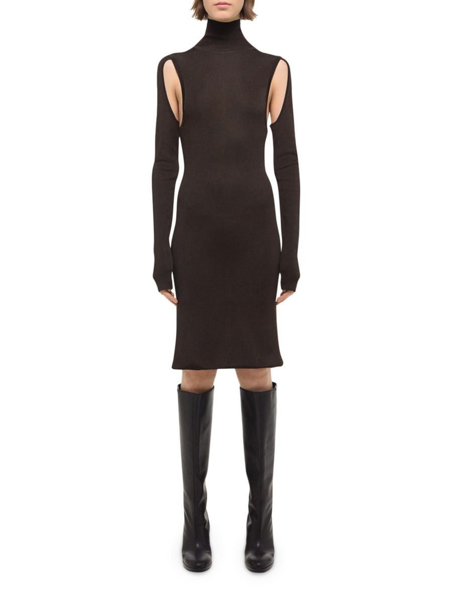 

Платье-водолазка с вырезом Helmut Lang, цвет Espresso