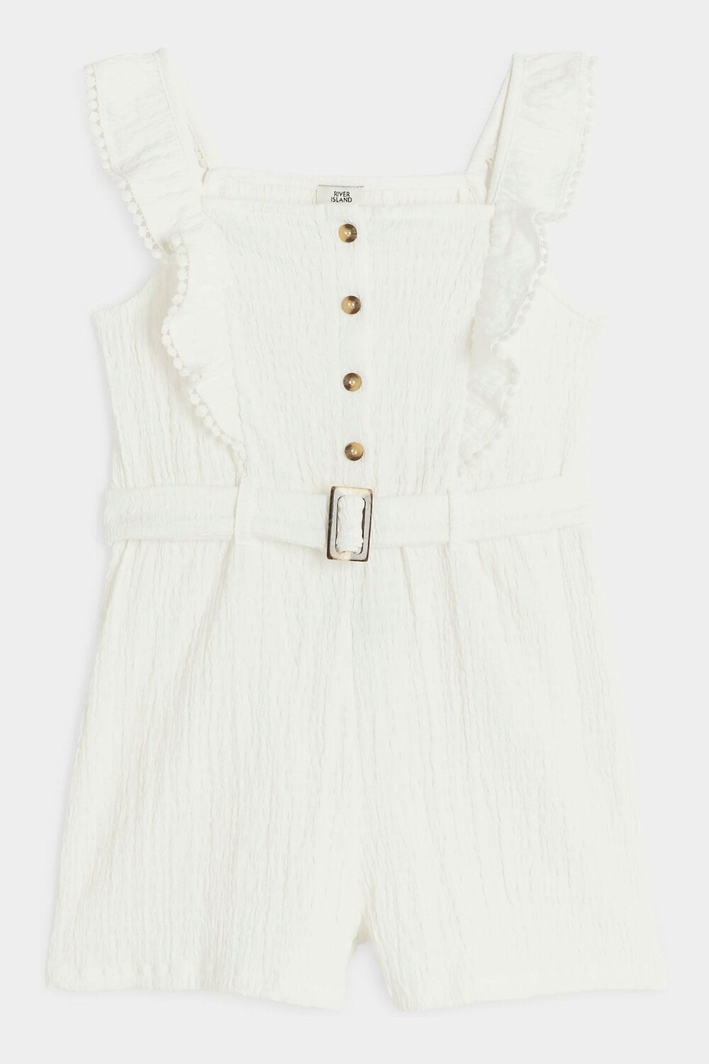

Комбинезон для девочек с поясом и оборками River Island, белый