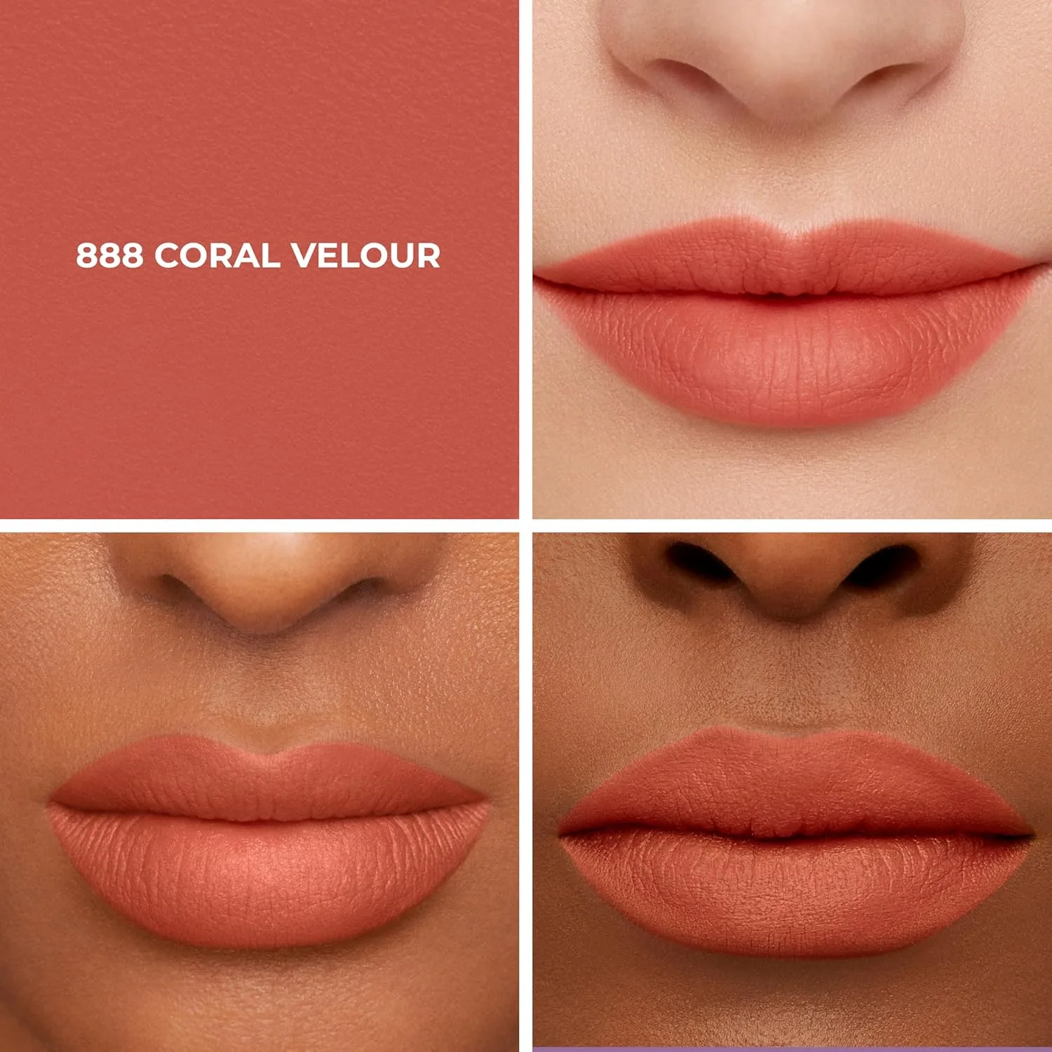 Laura Mercier Caviar Smoothing Matte помада, 16 часов увлажнения, стойкое покрытие, насыщенный цвет, устойчива к смазыванию и переносу, с гиалуроновой кислотой и витамином E, 888 Coral Velour — фото 3